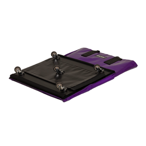 Folded purple tote bag