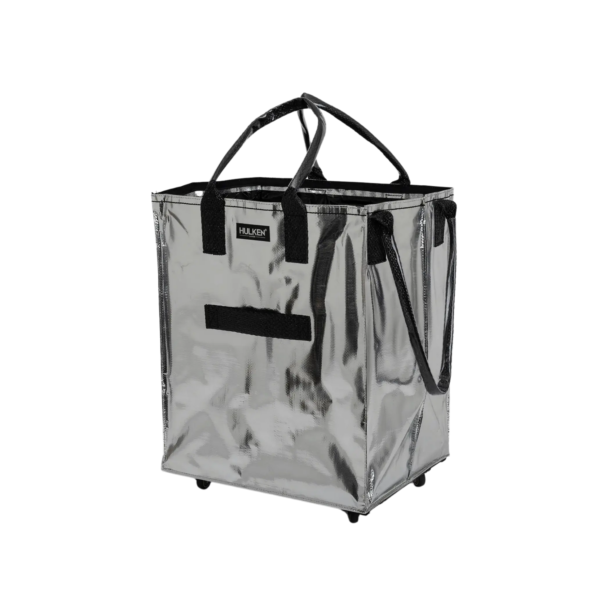 Silver Tote Bag | Foldable Bag on Wheels – Hulken® Silver Tote Bag | Foldable Bag on Wheels – Hulken®