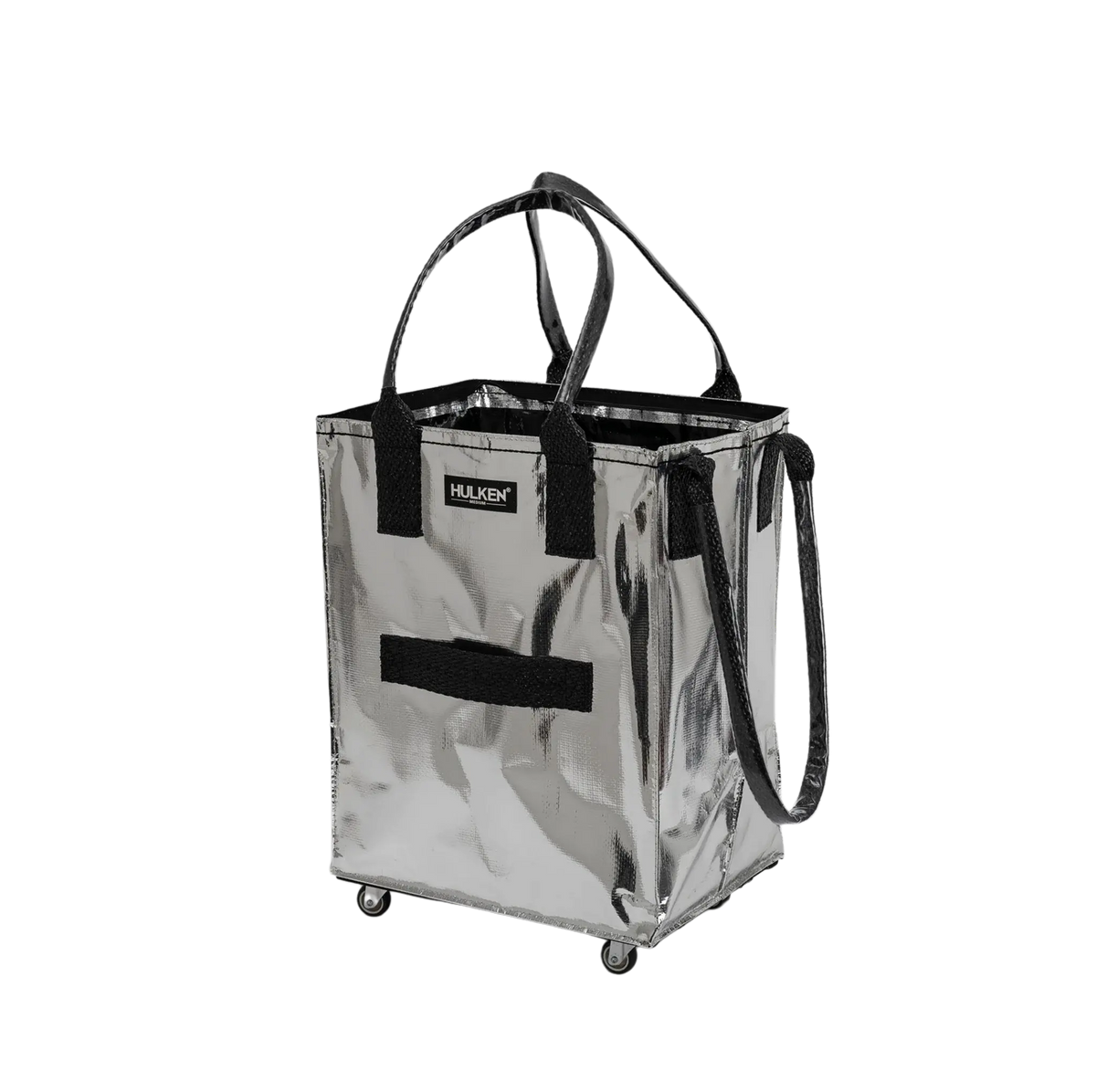 Silver Tote Bag | Foldable Bag on Wheels – Hulken® Silver Tote Bag | Foldable Bag on Wheels – Hulken®
