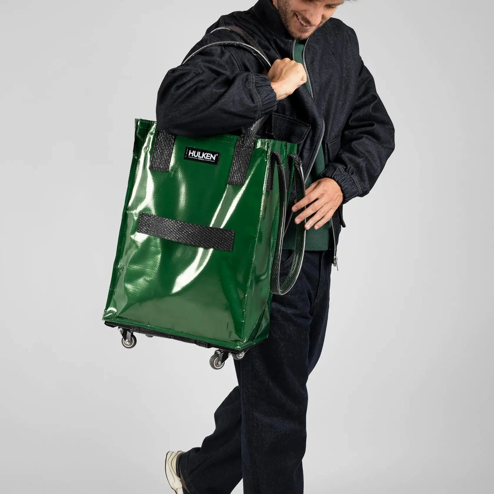 Durable Green Tote Bag | Rolling Bag on Wheels – Hulken® Durable Green Tote Bag | Rolling Bag on Wheels – Hulken®